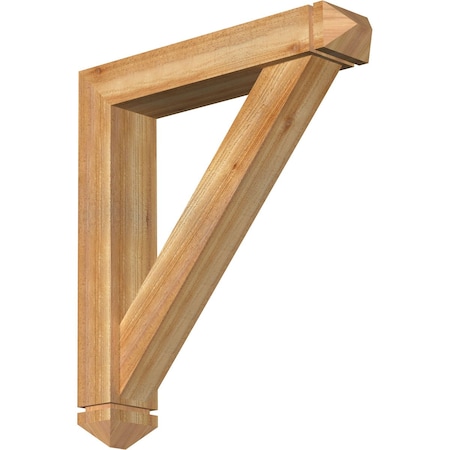 Traditional Arts And Crafts Rough Sawn Bracket W/ Offset Brace, Western Red Cedar, 6W X 30D X 34H